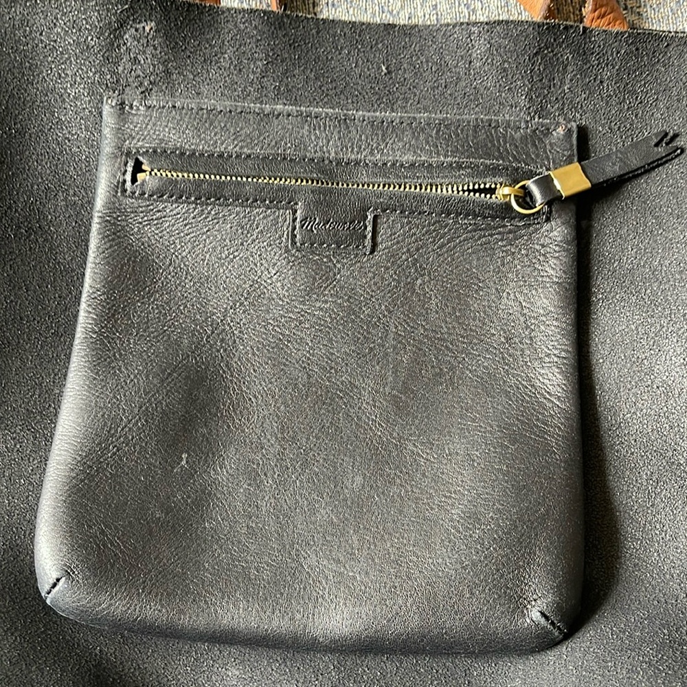 Madewell The transport Pebbled Black Leather  tote Handbag - Picture 9 of 15